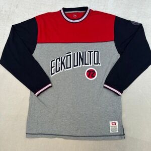 Ecko Unltd 72 Long Sleeve Shirt Men's XL Gray Red Black Y2K Jersey